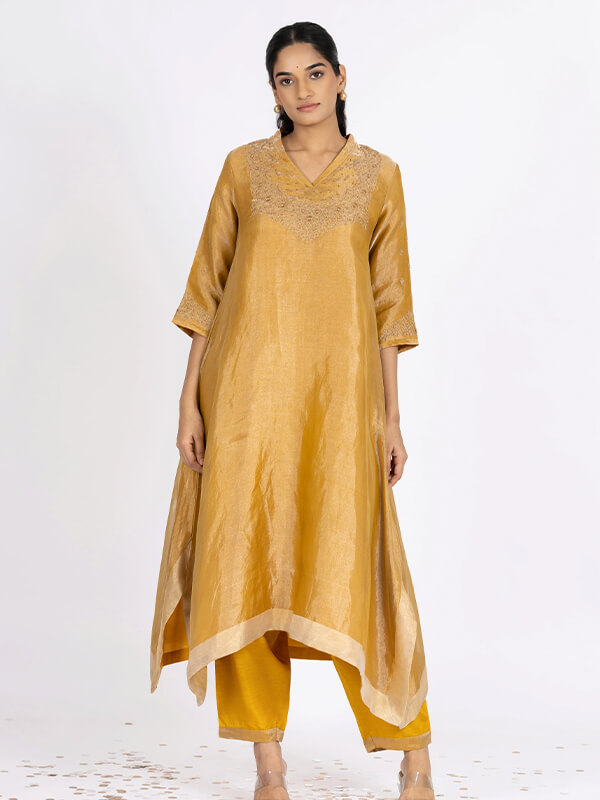 Gold Tissue Party Wear Saree