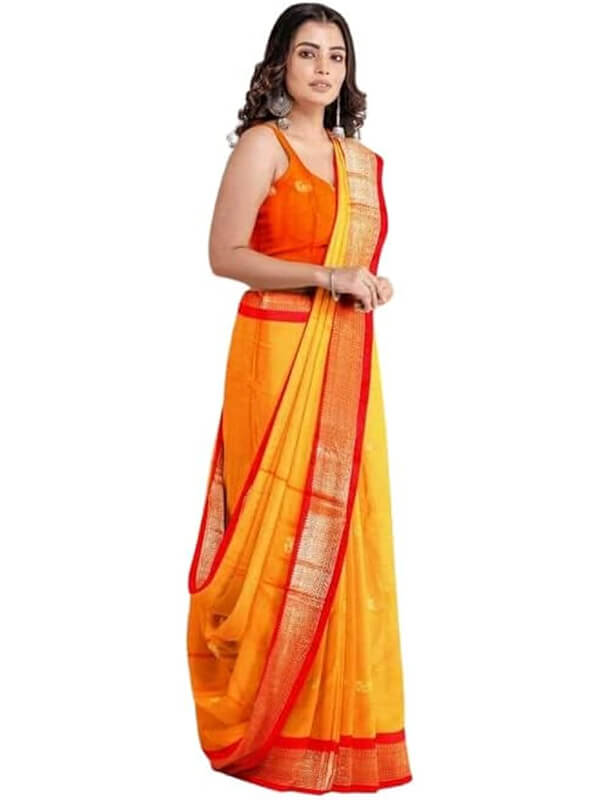 Orange Paithani Bridal Silk